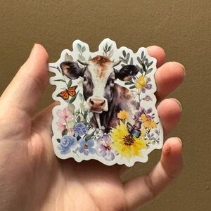 Floral Cow Refrigerator Magnet size 2.5”x3”